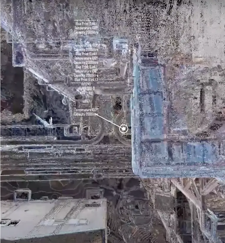 Pipeline of a factory represented by a point cloud